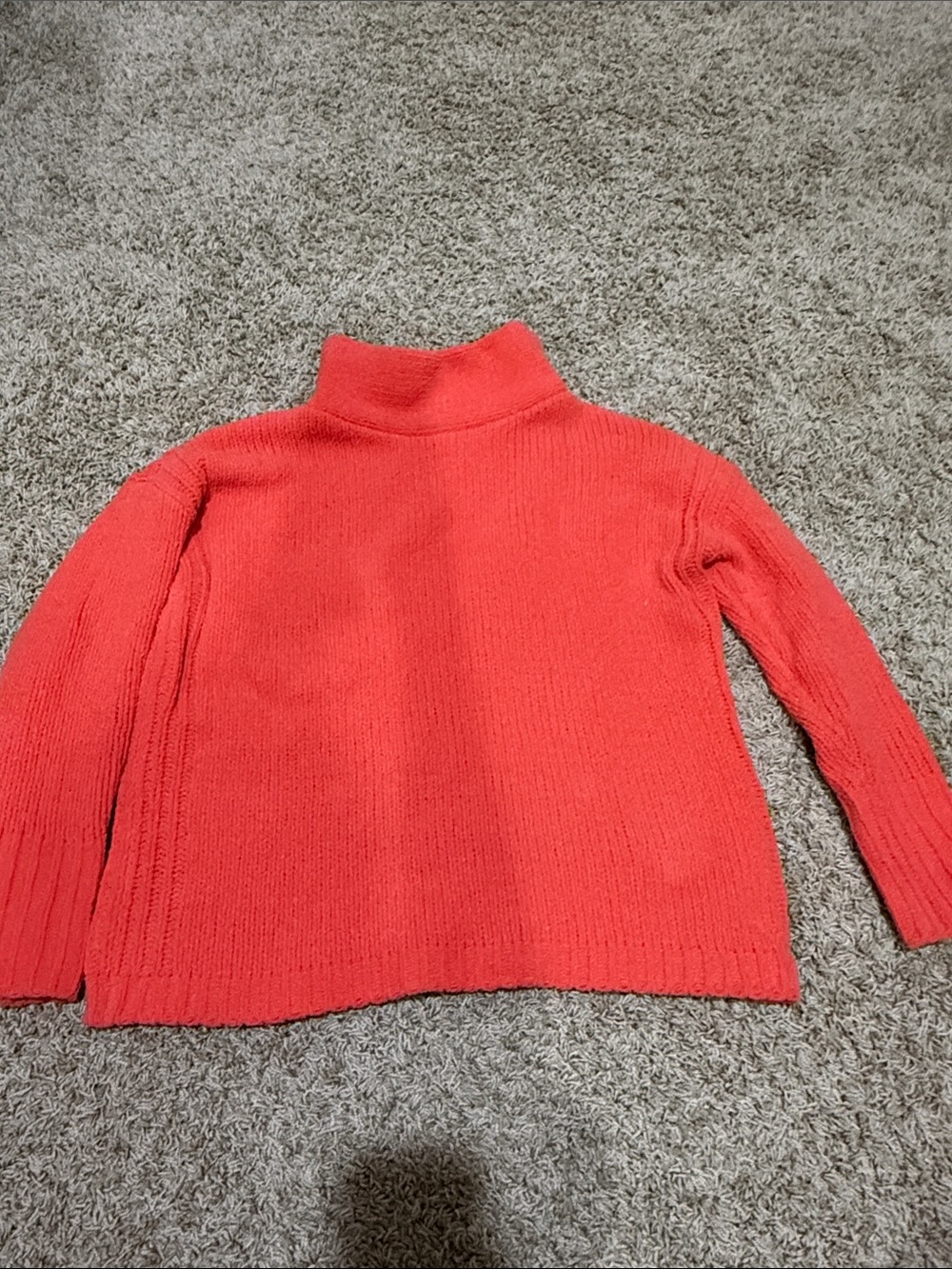 Women’s Coral Red Turtleneck Sweater